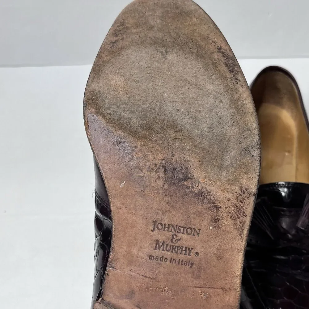 JOHNSTON & MURPHY Burgundy  Kiltie Tasseled Loafers Italy Mens 9M
